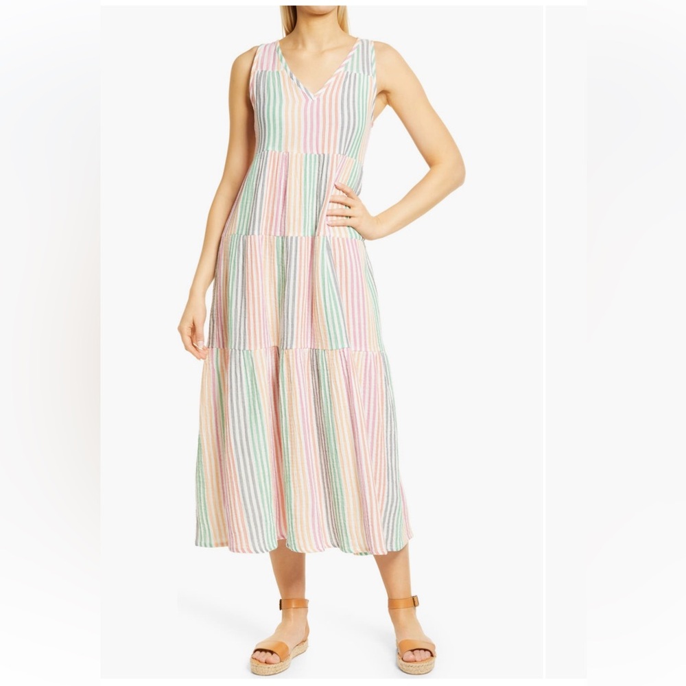 LAST CHANCE - SHUTTING DOWN Marine Layer Corinne Rainbow Stripe Maxi Dress s